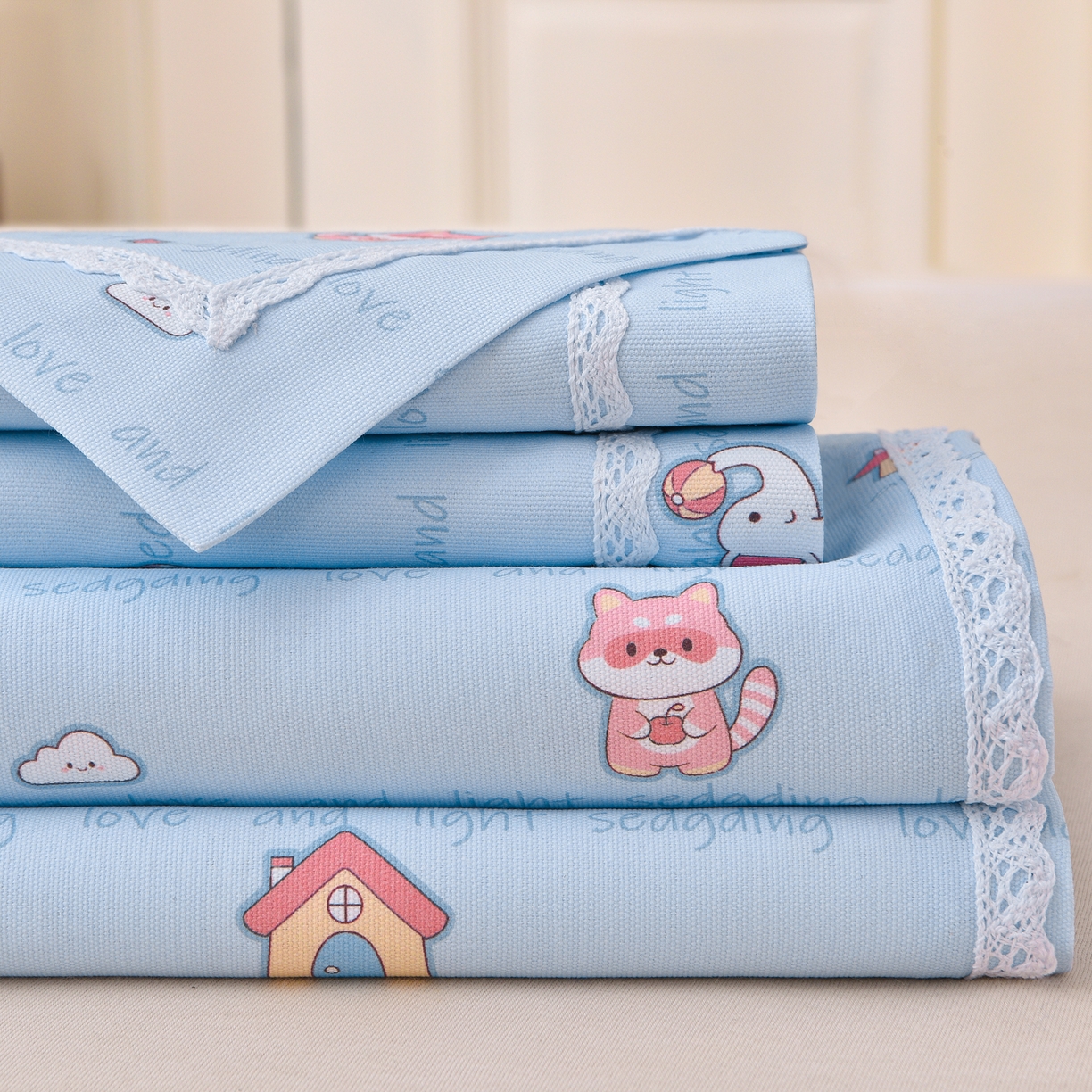 91家纺网 家纺一手货源 找家纺 （总）德比尔斯  2026新款原棉老粗布凉席花边老粗布三件套