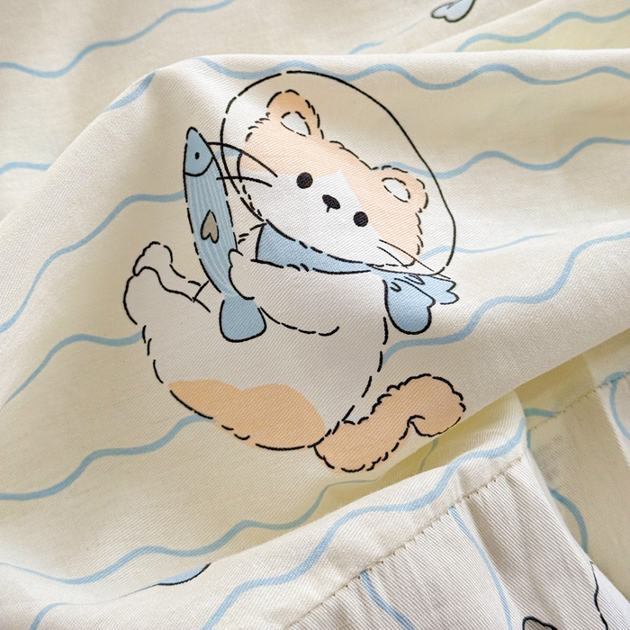 91家纺网 家纺一手货源 找家纺 卡普二店 2025新款全棉印花A版床笠 猫咪宝贝