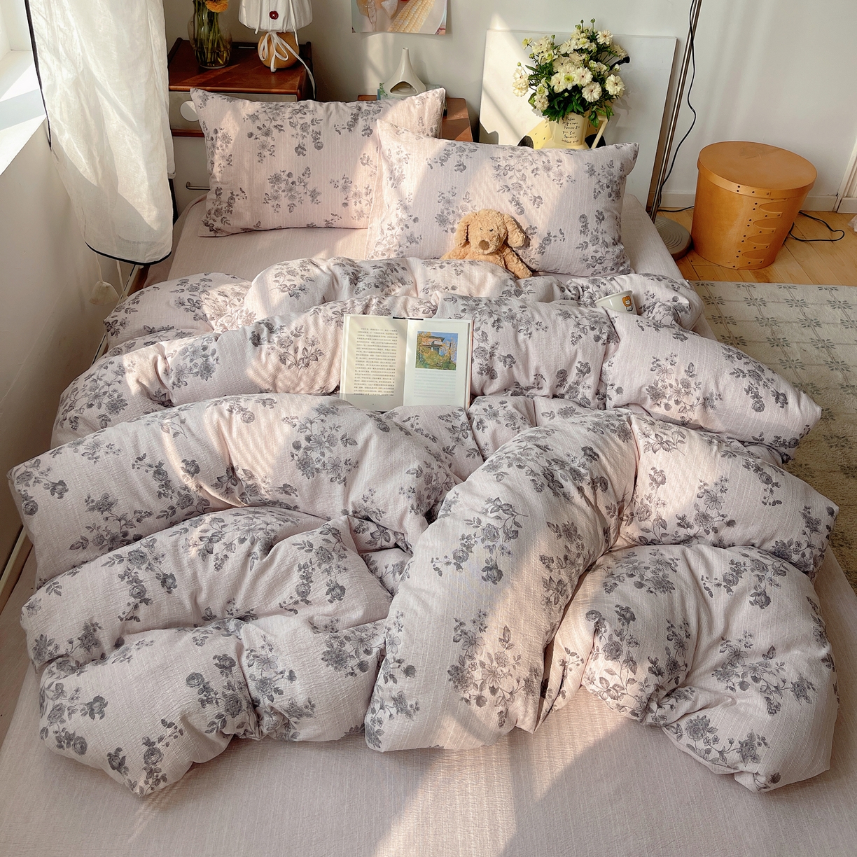 91家纺网 家纺一手货源 找家纺 凯洛奇 2026新款色织麻水洗提花四件套-提供买家秀 旧影蔷薇