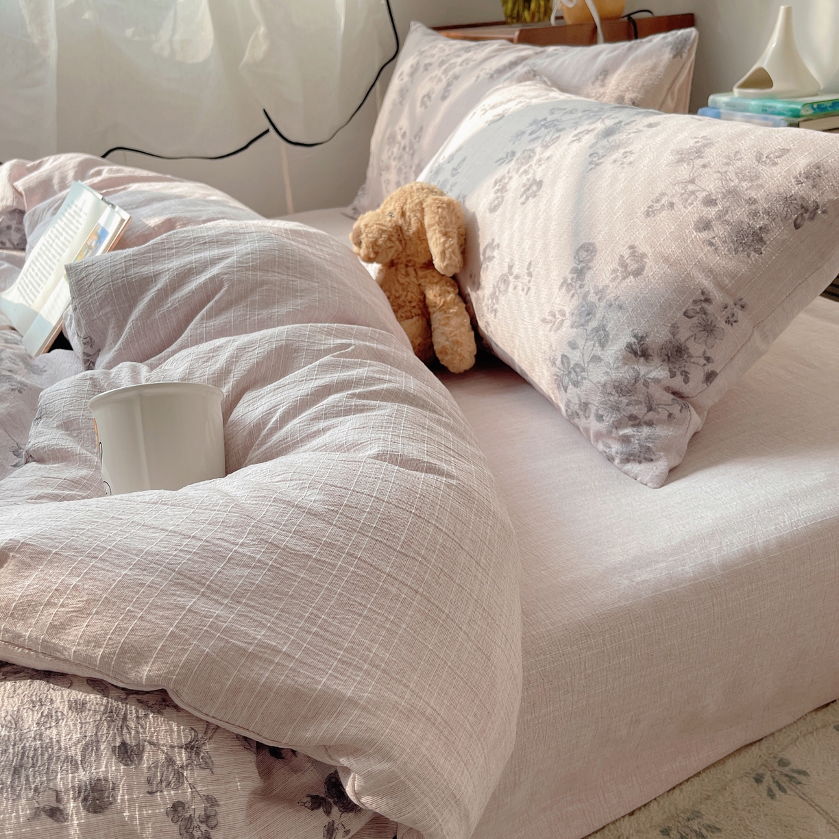 91家纺网 家纺一手货源 找家纺 凯洛奇 2026新款色织麻水洗提花四件套-提供买家秀 旧影蔷薇