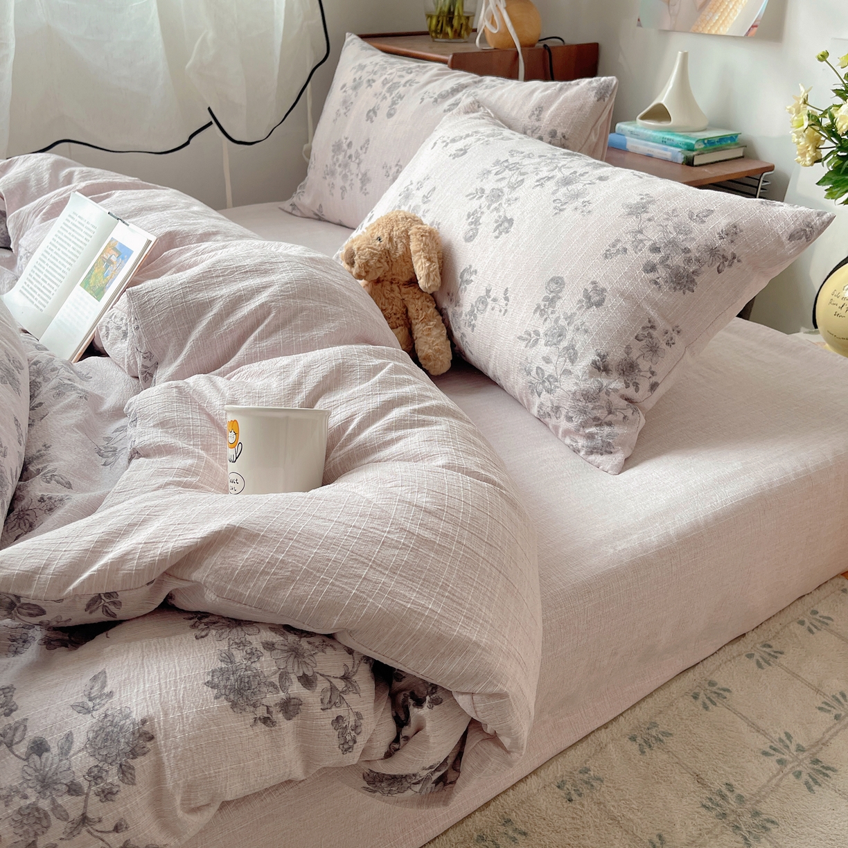 91家纺网 家纺一手货源 找家纺 凯洛奇 2026新款色织麻水洗提花四件套-提供买家秀 旧影蔷薇