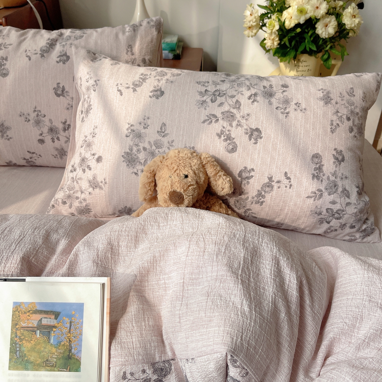 91家纺网 家纺一手货源 找家纺 凯洛奇 2026新款色织麻水洗提花四件套-提供买家秀 旧影蔷薇