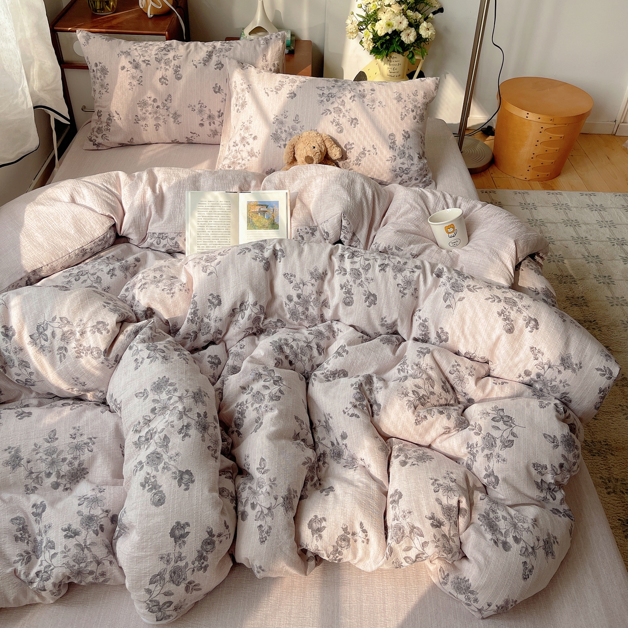 91家纺网 家纺一手货源 找家纺 凯洛奇 2026新款色织麻水洗提花四件套-提供买家秀 旧影蔷薇