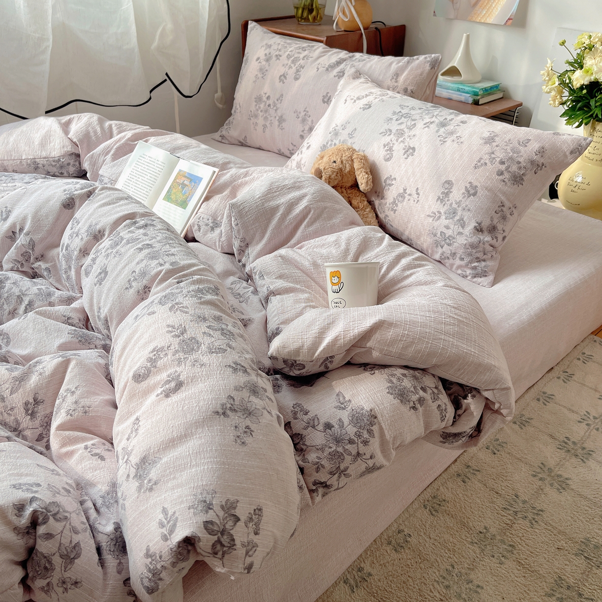 91家纺网 家纺一手货源 找家纺 凯洛奇 2026新款色织麻水洗提花四件套-提供买家秀 旧影蔷薇