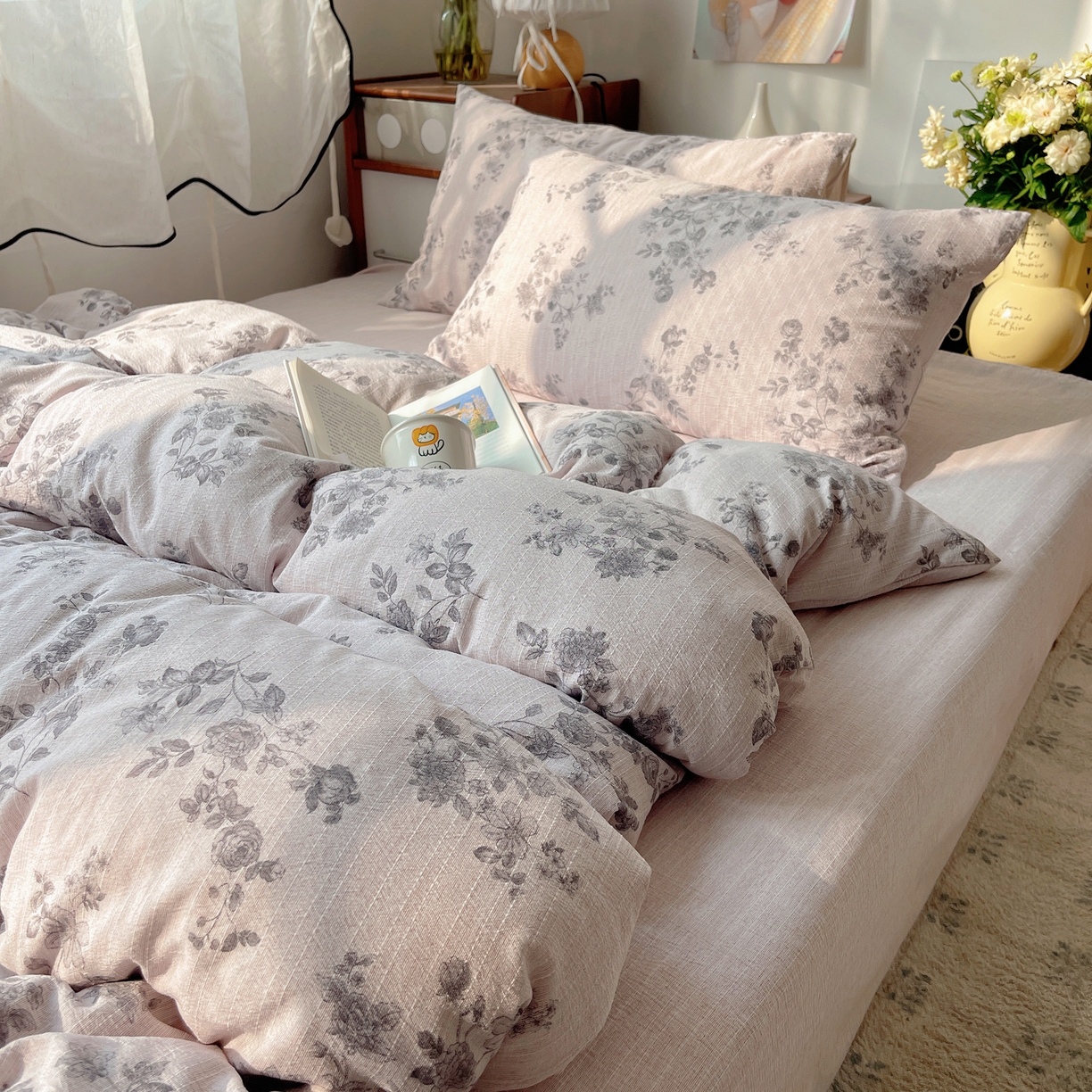 91家纺网 家纺一手货源 找家纺 凯洛奇 2026新款色织麻水洗提花四件套-提供买家秀 旧影蔷薇