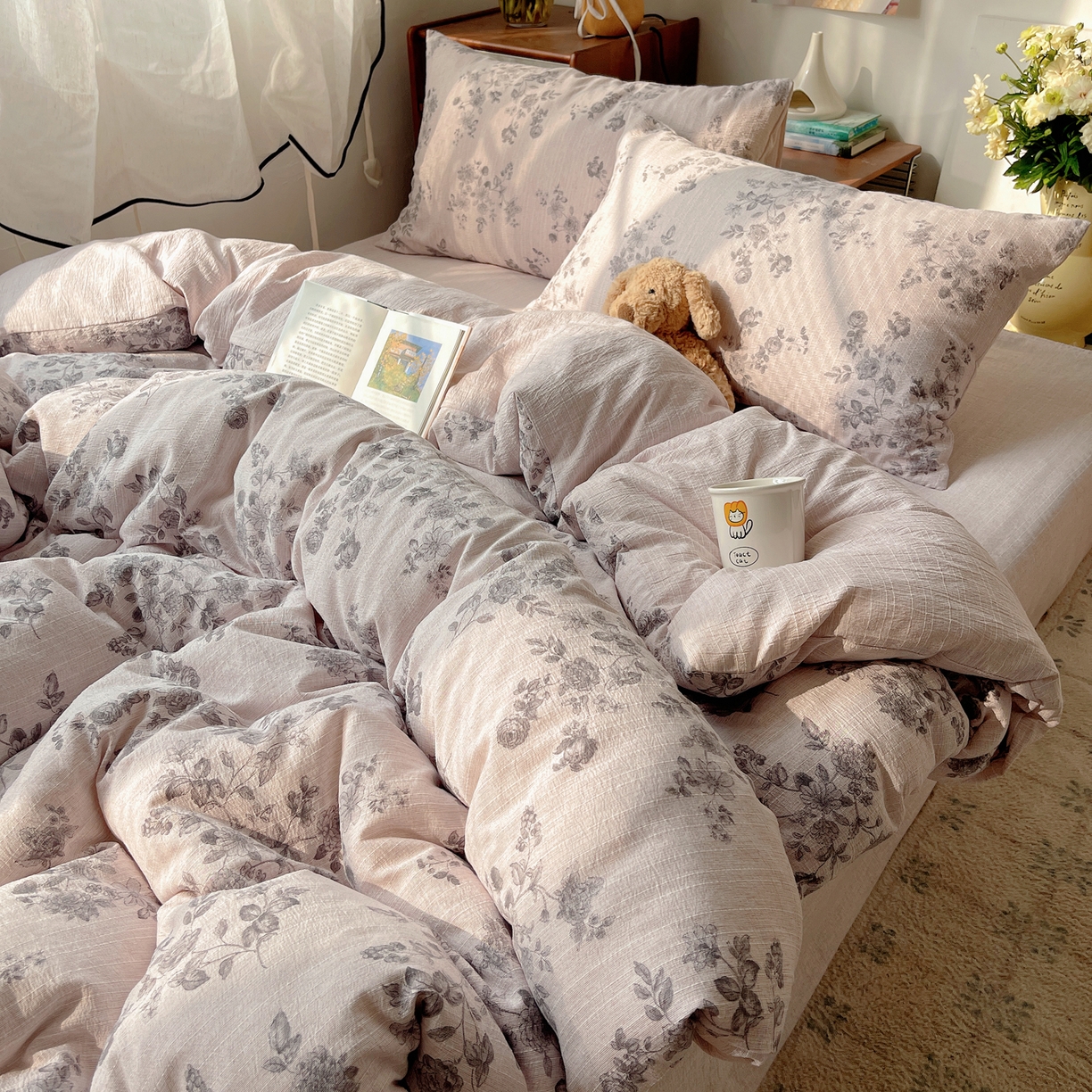 91家纺网 家纺一手货源 找家纺 凯洛奇 2026新款色织麻水洗提花四件套-提供买家秀 旧影蔷薇