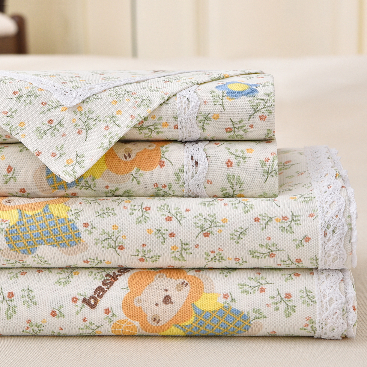 91家纺网 家纺一手货源 找家纺 （总）德比尔斯  2026新款原棉老粗布凉席花边老粗布三件套