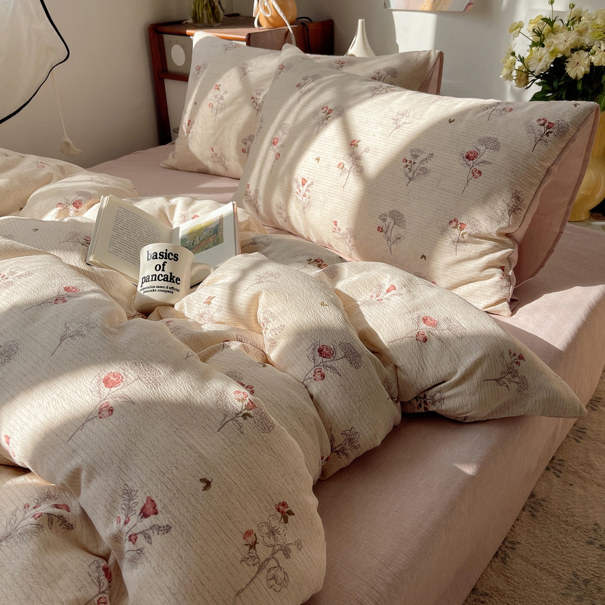 凯洛奇 2026新款色织麻水洗提花四件套-提供买家秀 玫绵米韵