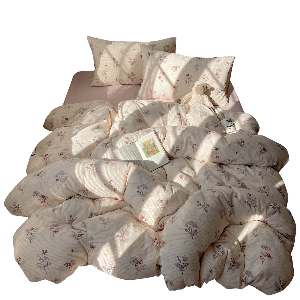 91家纺网 家纺一手货源 找家纺 凯洛奇 2026新款色织麻水洗提花四件套-提供买家秀 玫绵米韵