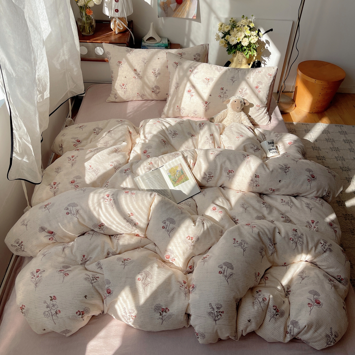 91家纺网 家纺一手货源 找家纺 凯洛奇 2026新款色织麻水洗提花四件套-提供买家秀 玫绵米韵