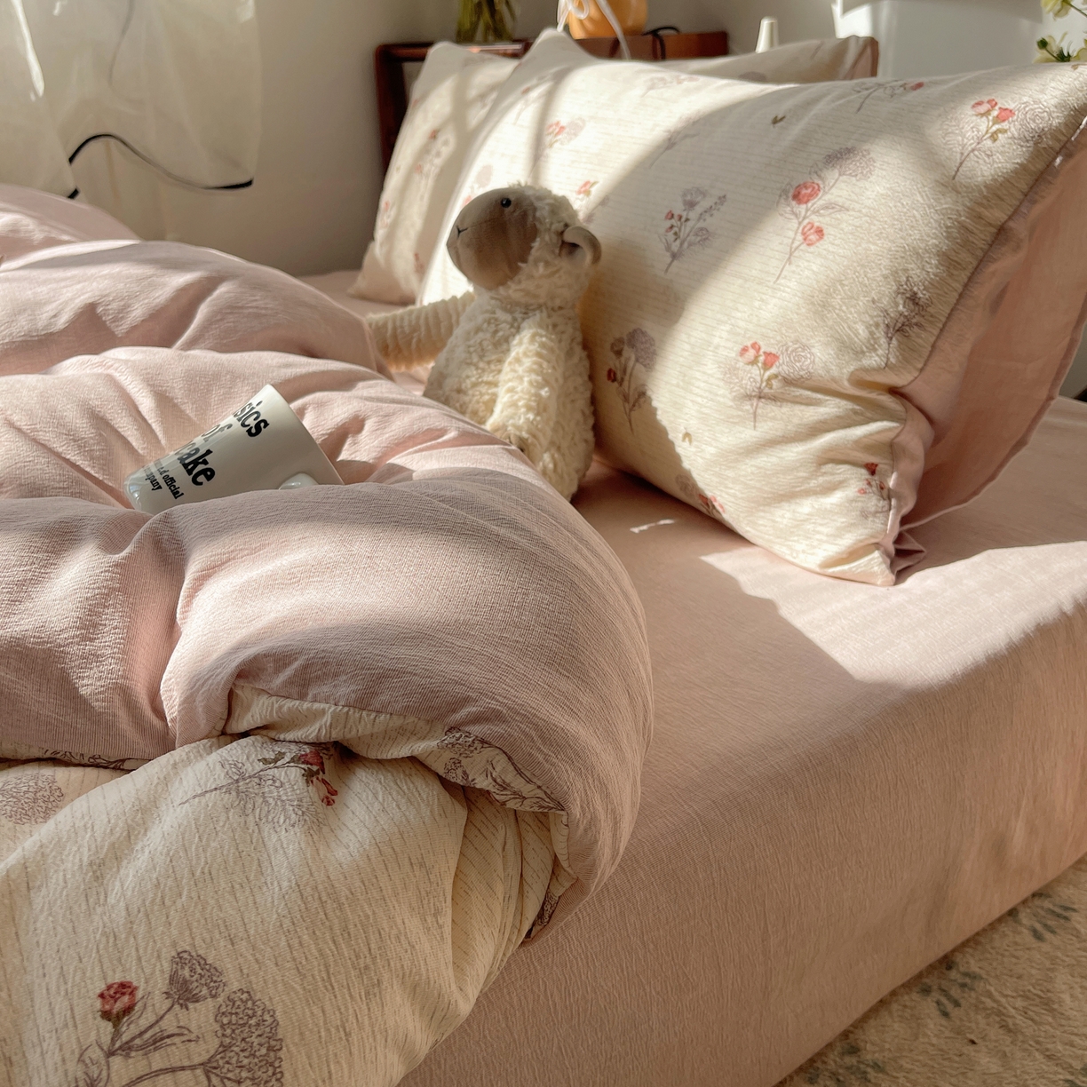 91家纺网 家纺一手货源 找家纺 凯洛奇 2026新款色织麻水洗提花四件套-提供买家秀 玫绵米韵