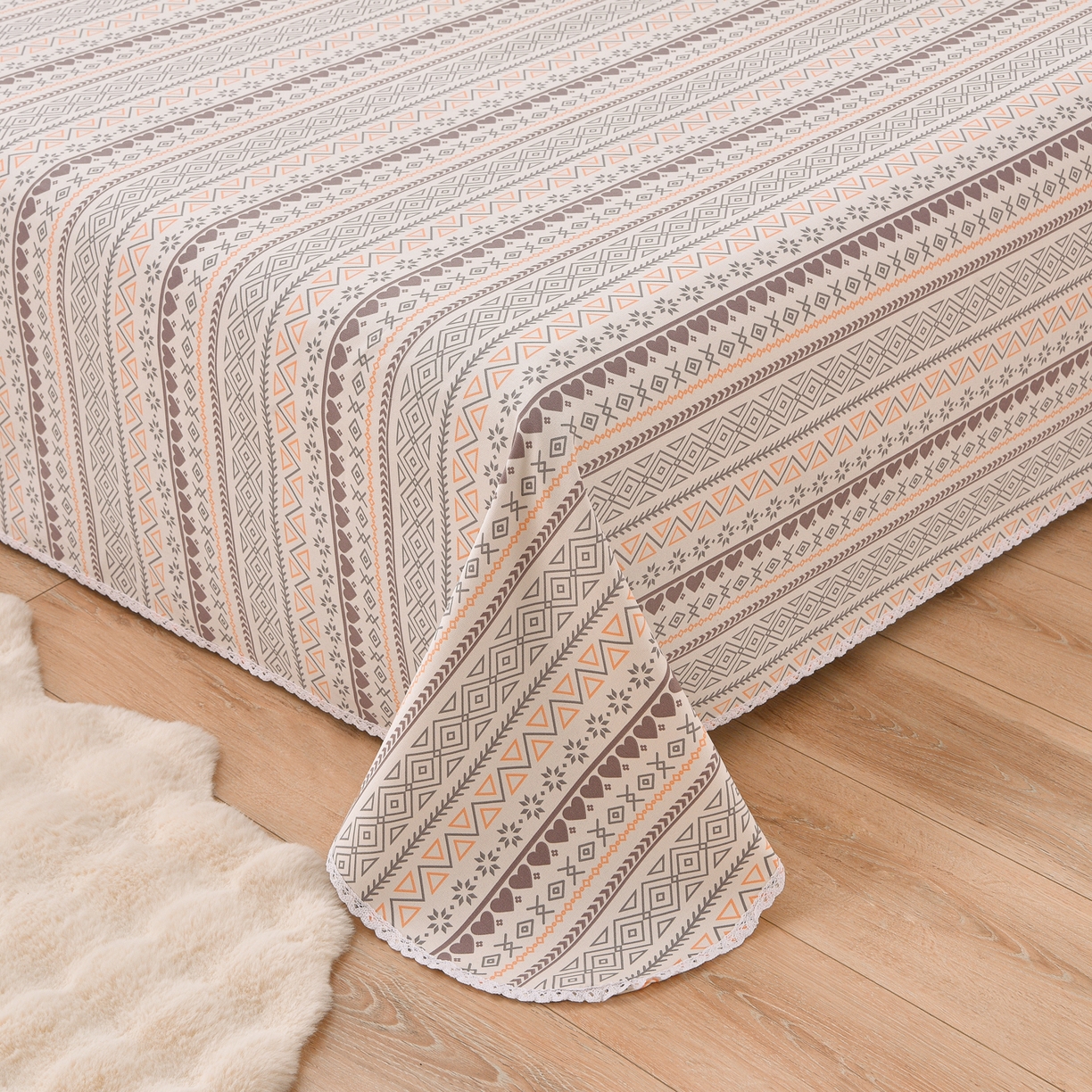 91家纺网 家纺一手货源 找家纺 （总）德比尔斯  2026新款原棉老粗布凉席花边老粗布三件套