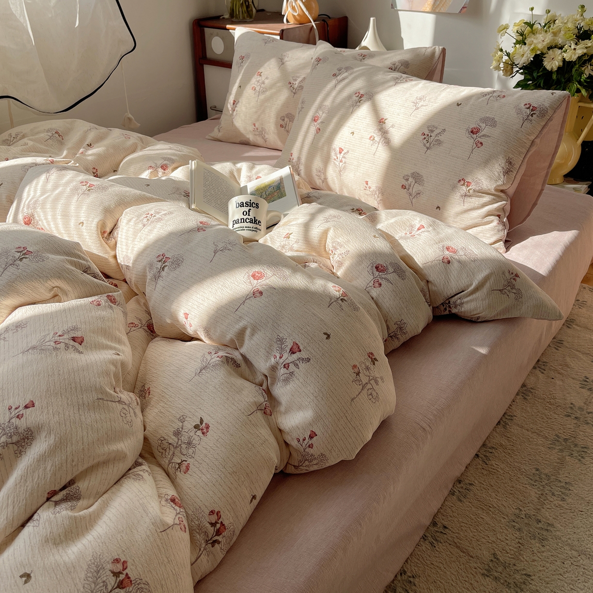 91家纺网 家纺一手货源 找家纺 凯洛奇 2026新款色织麻水洗提花四件套-提供买家秀 玫绵米韵