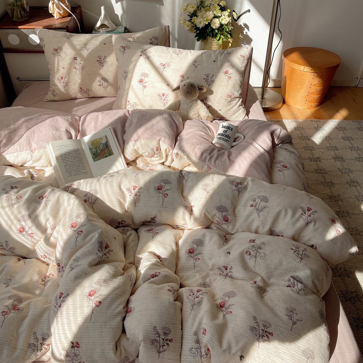 91家纺网 家纺一手货源 找家纺 凯洛奇 2026新款色织麻水洗提花四件套-提供买家秀 玫绵米韵