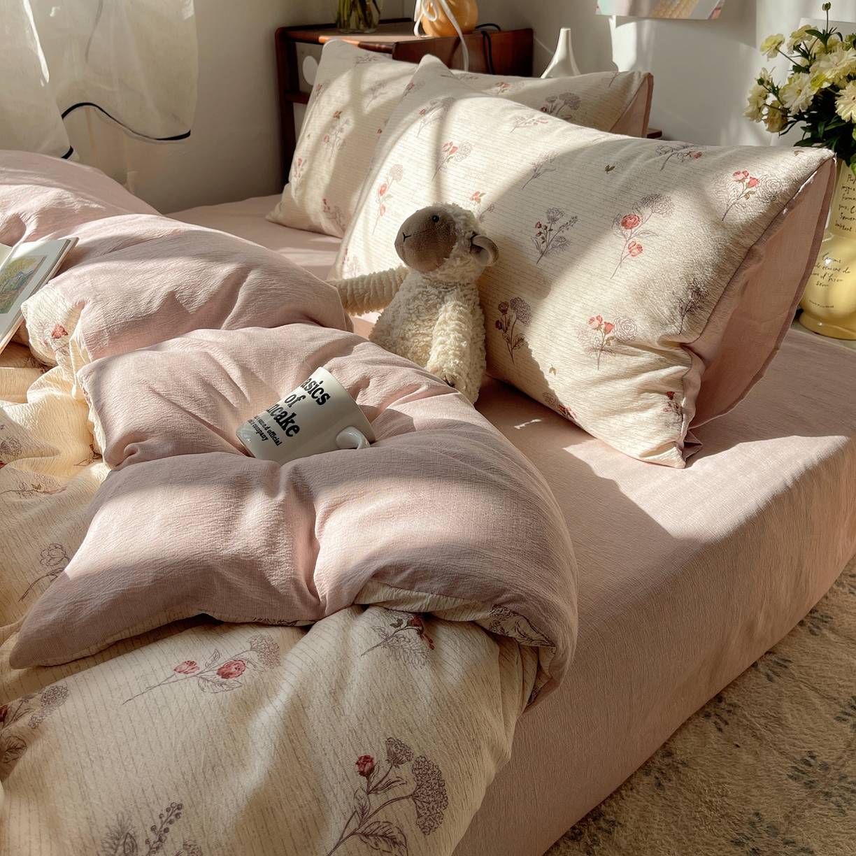 91家纺网 家纺一手货源 找家纺 凯洛奇 2026新款色织麻水洗提花四件套-提供买家秀 玫绵米韵