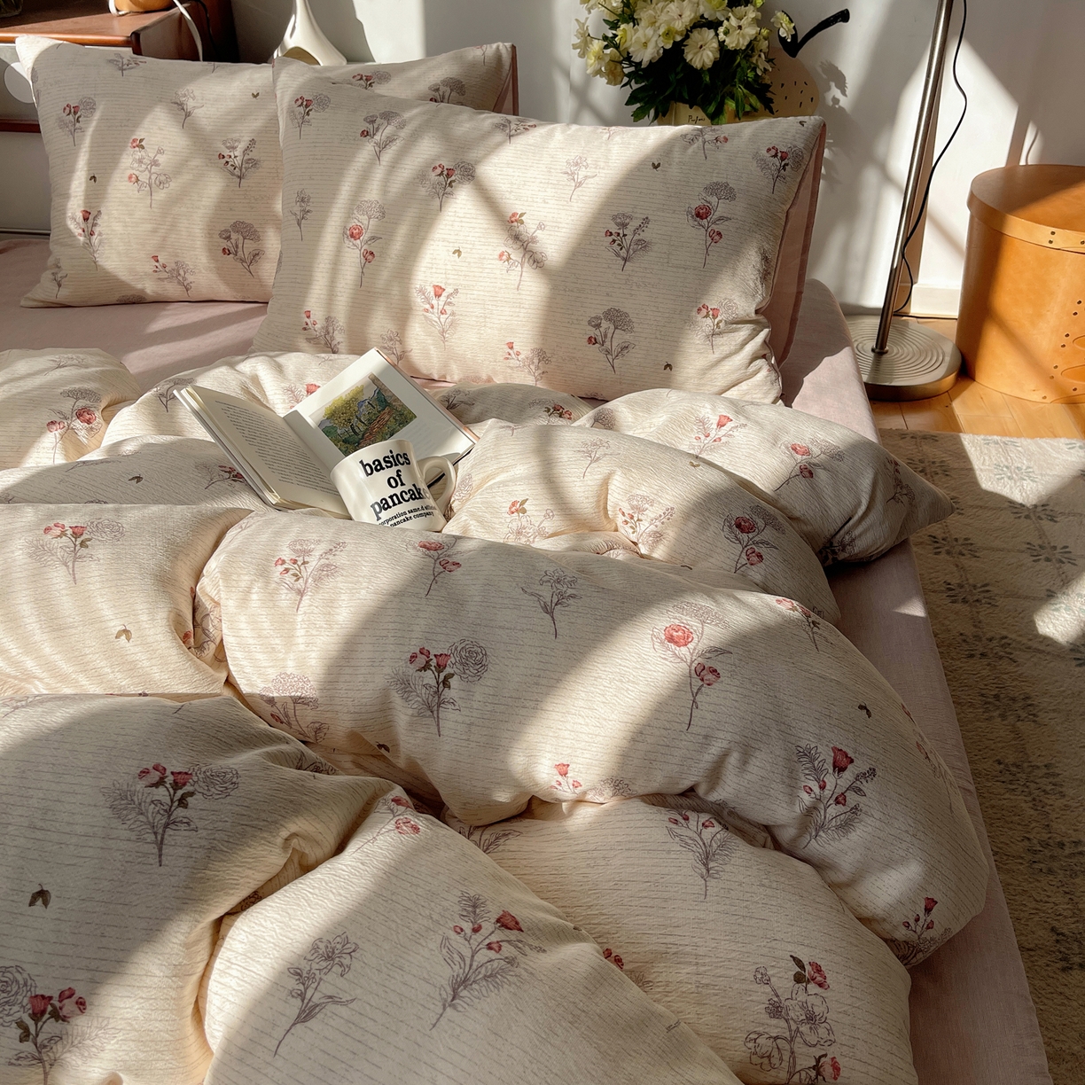 91家纺网 家纺一手货源 找家纺 凯洛奇 2026新款色织麻水洗提花四件套-提供买家秀 玫绵米韵