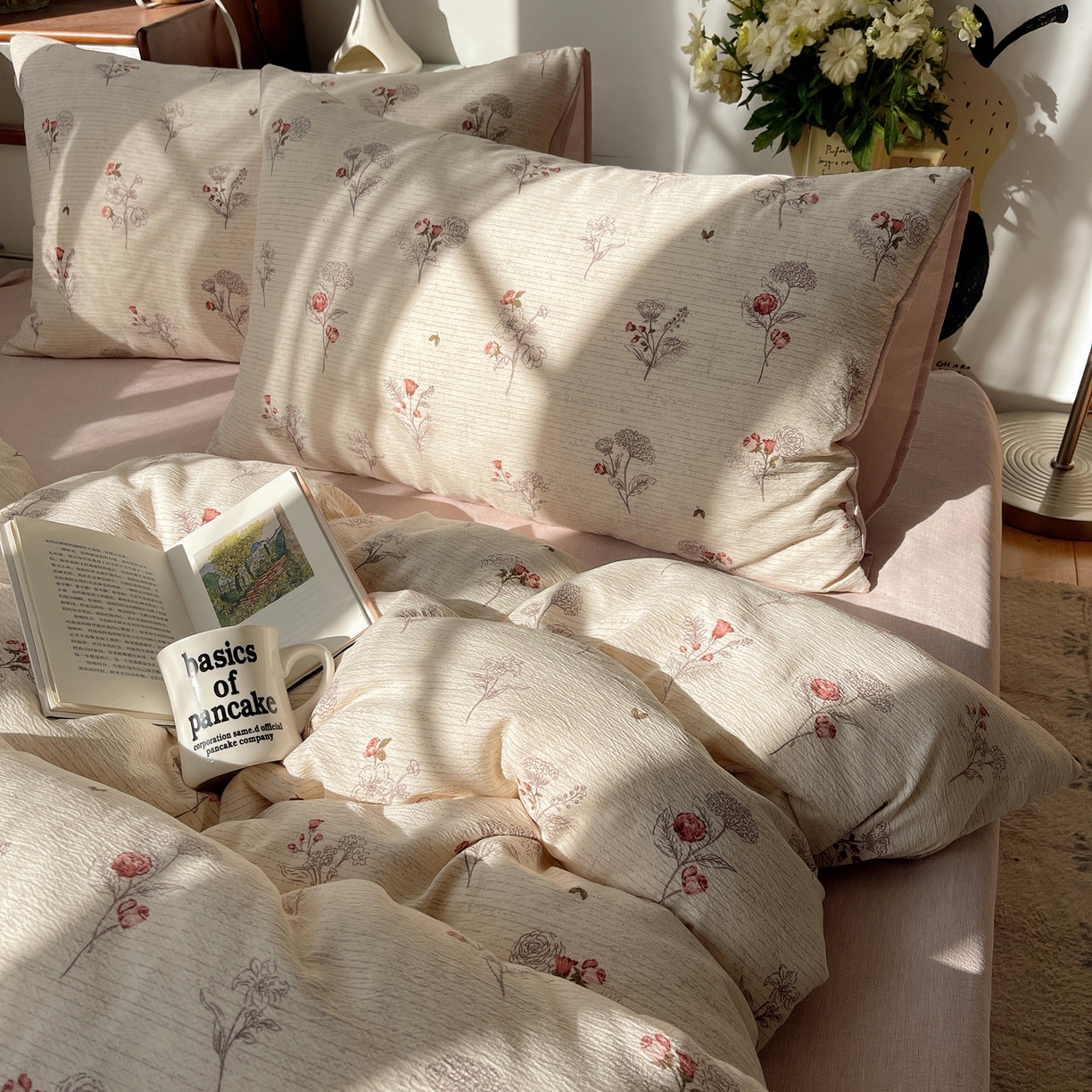 91家纺网 家纺一手货源 找家纺 凯洛奇 2026新款色织麻水洗提花四件套-提供买家秀 玫绵米韵