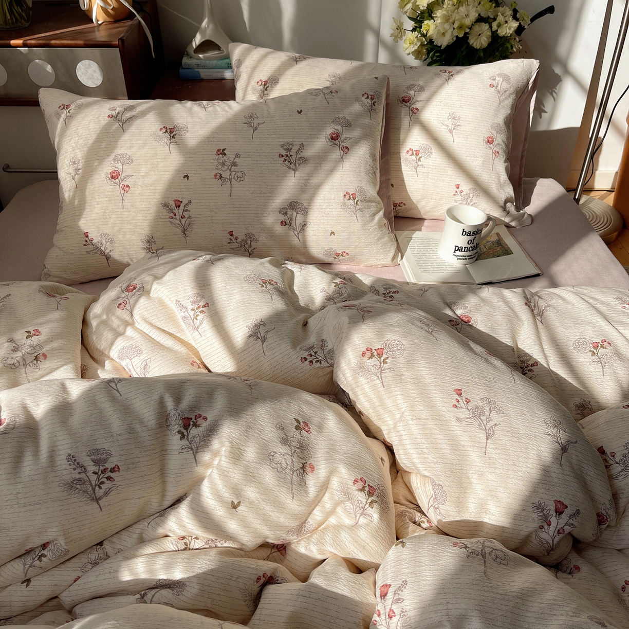 91家纺网 家纺一手货源 找家纺 凯洛奇 2026新款色织麻水洗提花四件套-提供买家秀 玫绵米韵