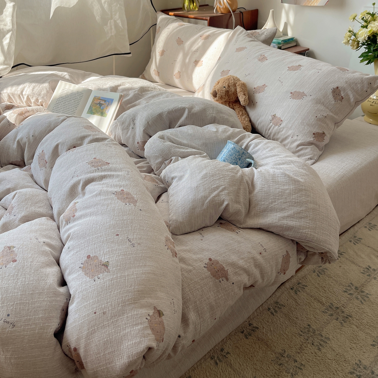 凯洛奇 2026新款色织麻水洗提花四件套-提供买家秀 米羊画韵