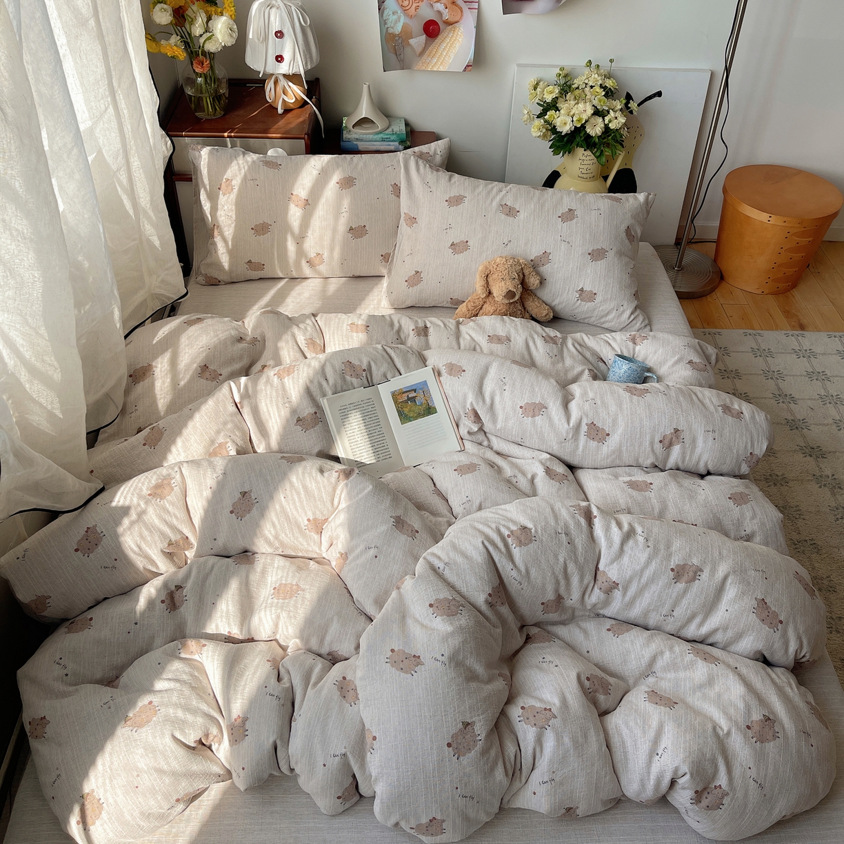 91家纺网 家纺一手货源 找家纺 凯洛奇 2026新款色织麻水洗提花四件套-提供买家秀 米羊画韵