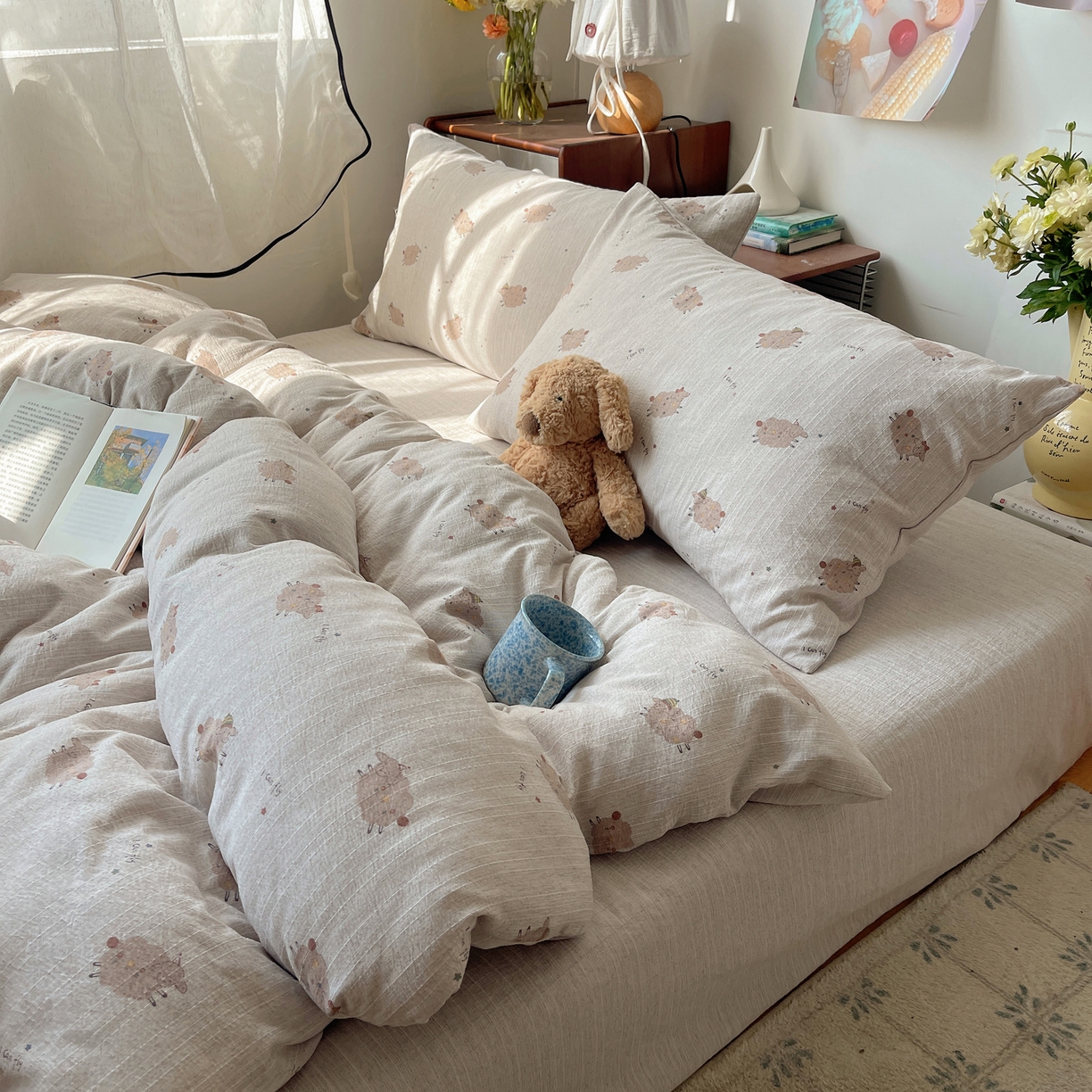 91家纺网 家纺一手货源 找家纺 凯洛奇 2026新款色织麻水洗提花四件套-提供买家秀 米羊画韵