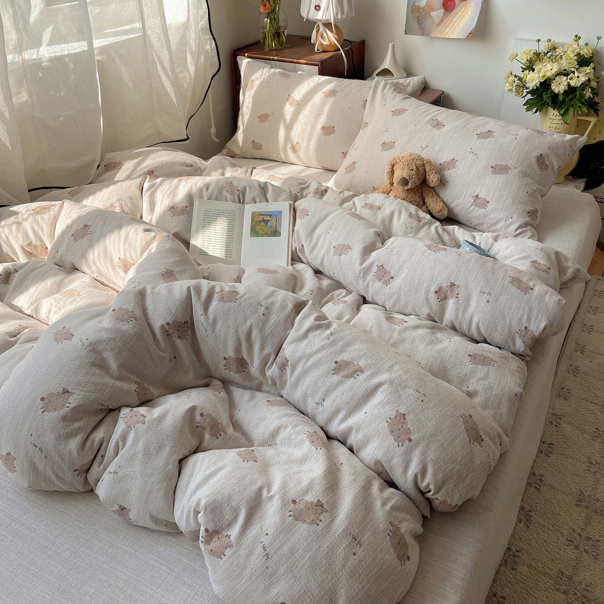 91家纺网 家纺一手货源 找家纺 凯洛奇 2026新款色织麻水洗提花四件套-提供买家秀 米羊画韵