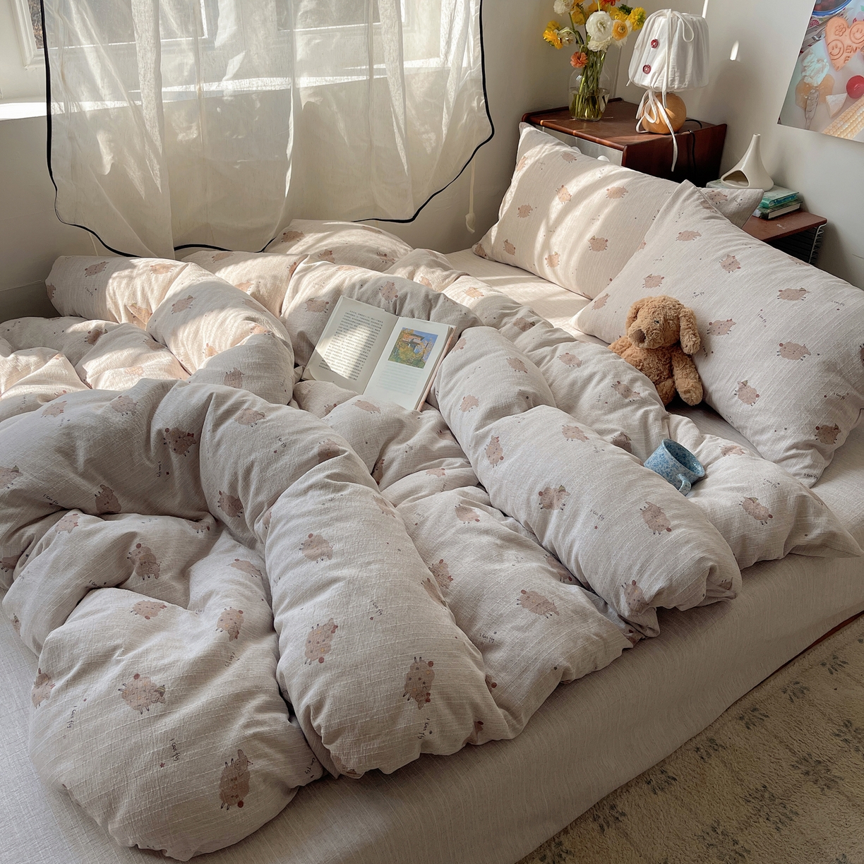 91家纺网 家纺一手货源 找家纺 凯洛奇 2026新款色织麻水洗提花四件套-提供买家秀 米羊画韵