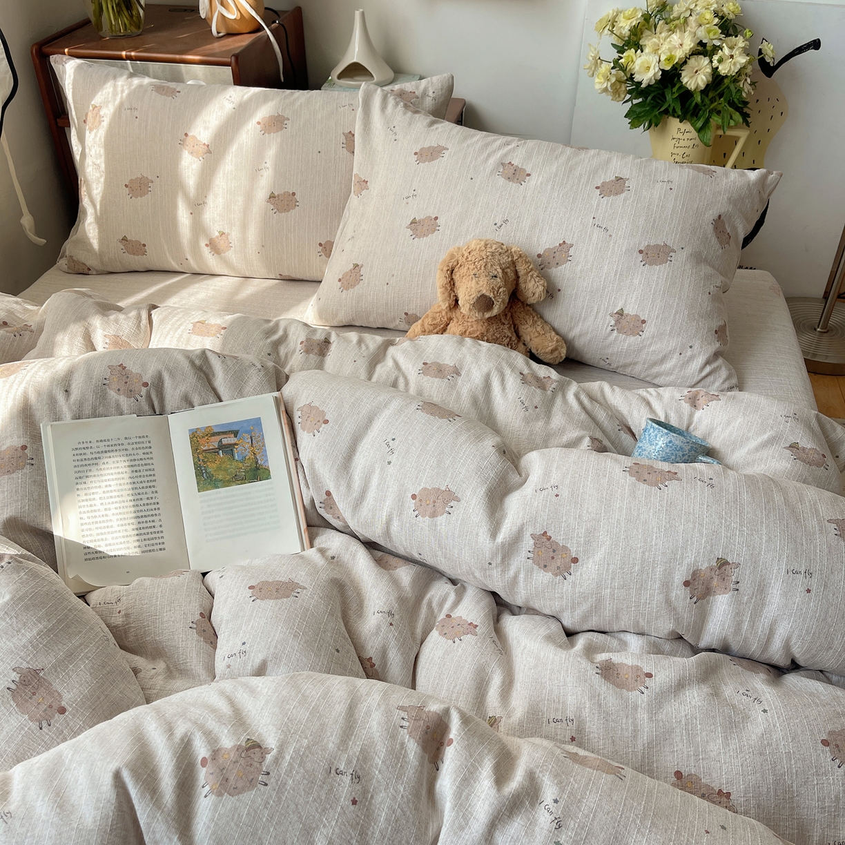 91家纺网 家纺一手货源 找家纺 凯洛奇 2026新款色织麻水洗提花四件套-提供买家秀 米羊画韵