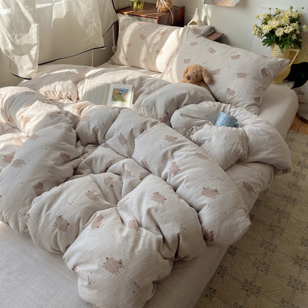 91家纺网 家纺一手货源 找家纺 凯洛奇 2026新款色织麻水洗提花四件套-提供买家秀 米羊画韵