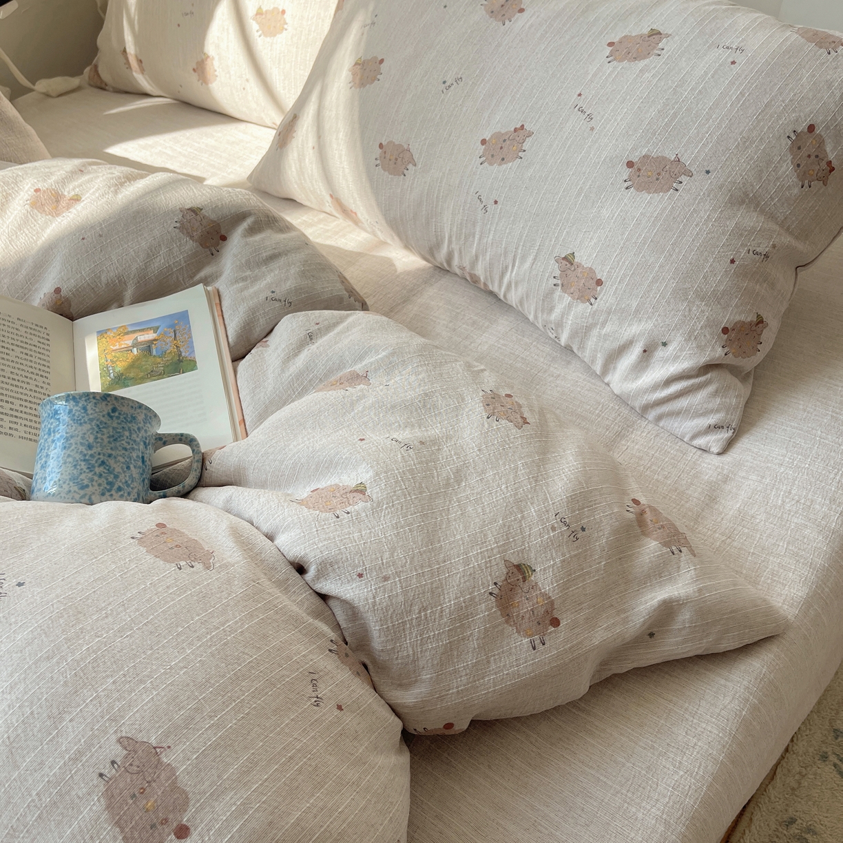 91家纺网 家纺一手货源 找家纺 凯洛奇 2026新款色织麻水洗提花四件套-提供买家秀 米羊画韵