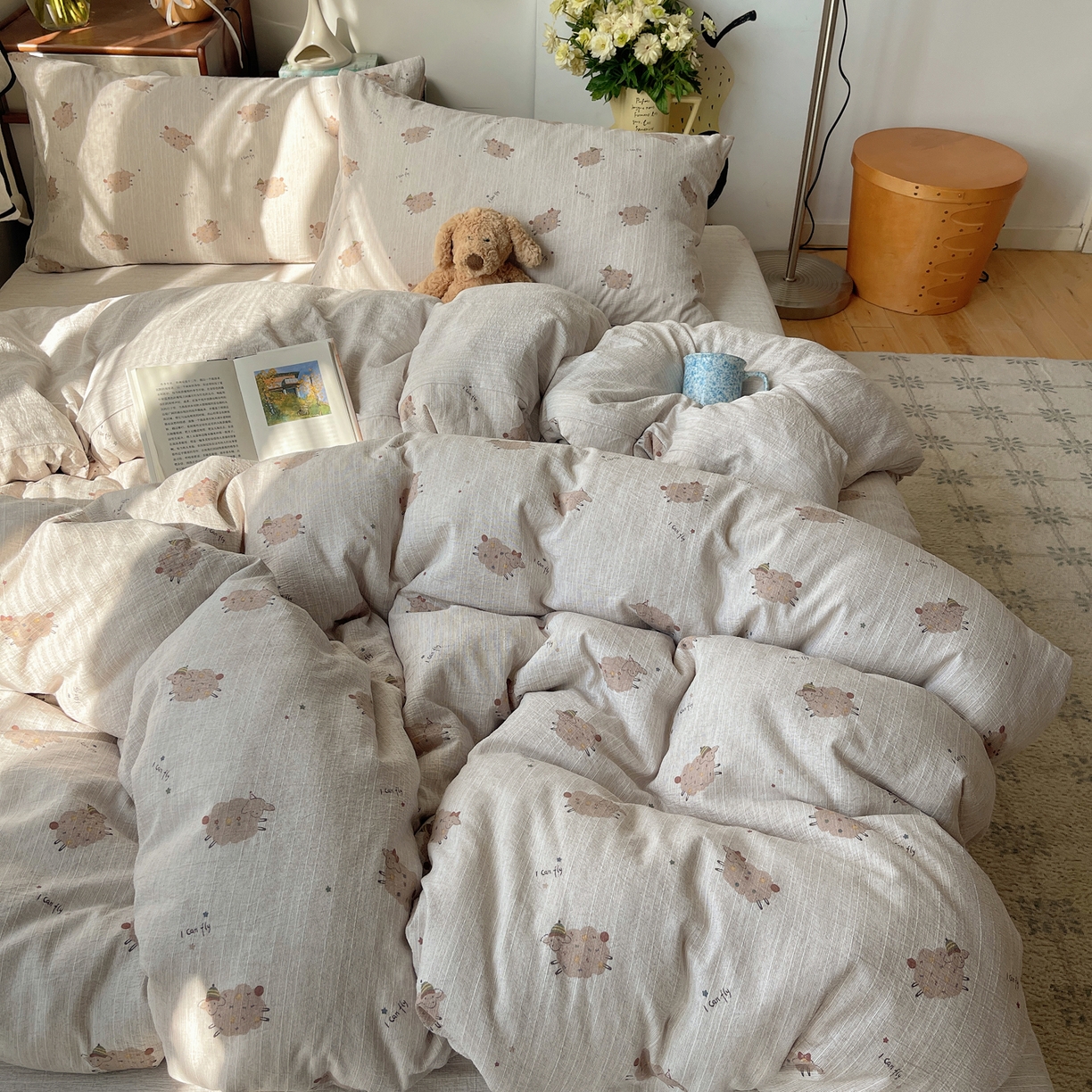 91家纺网 家纺一手货源 找家纺 凯洛奇 2026新款色织麻水洗提花四件套-提供买家秀 米羊画韵