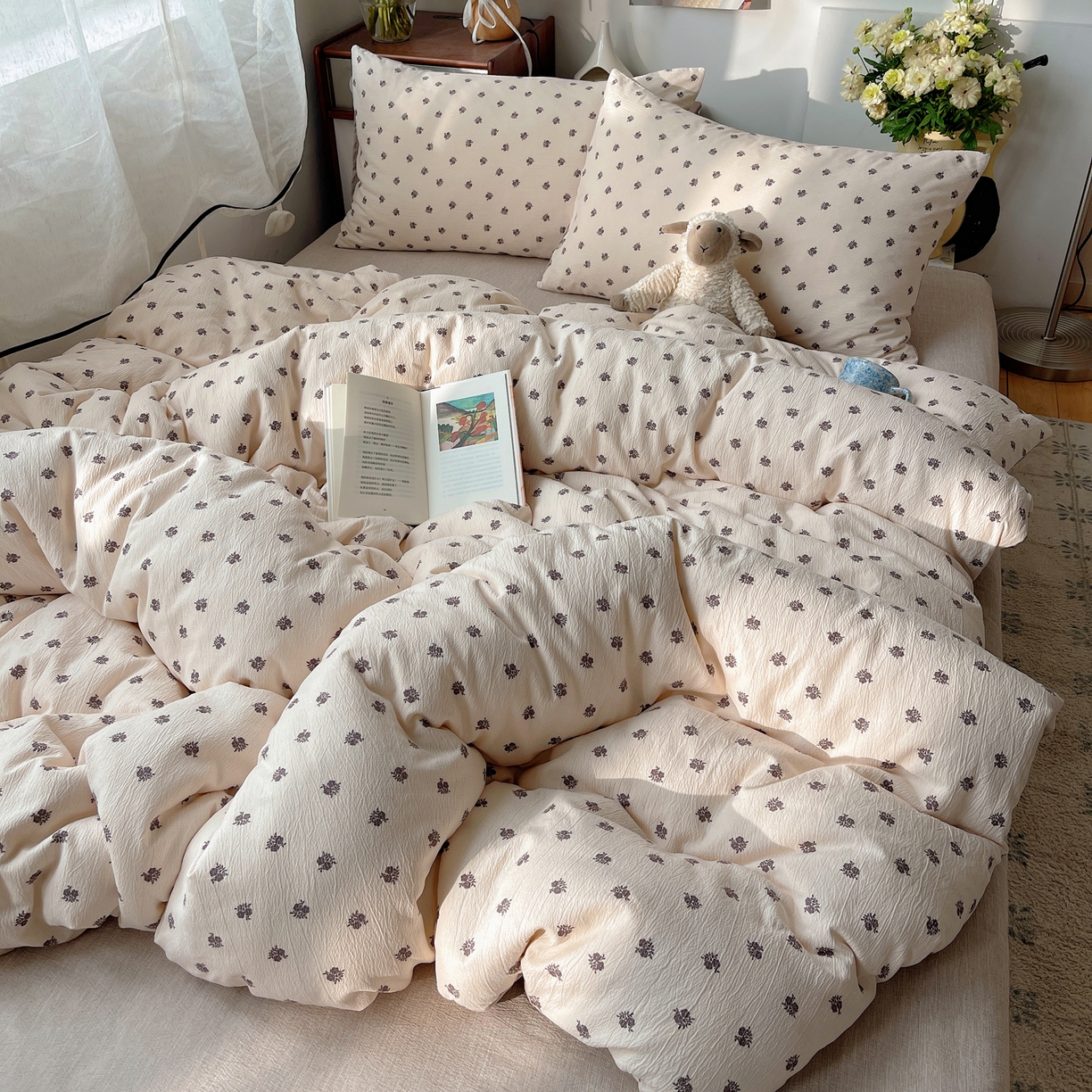 91家纺网 家纺一手货源 找家纺 凯洛奇 2026新款色织麻水洗提花四件套-提供买家秀 米影花织