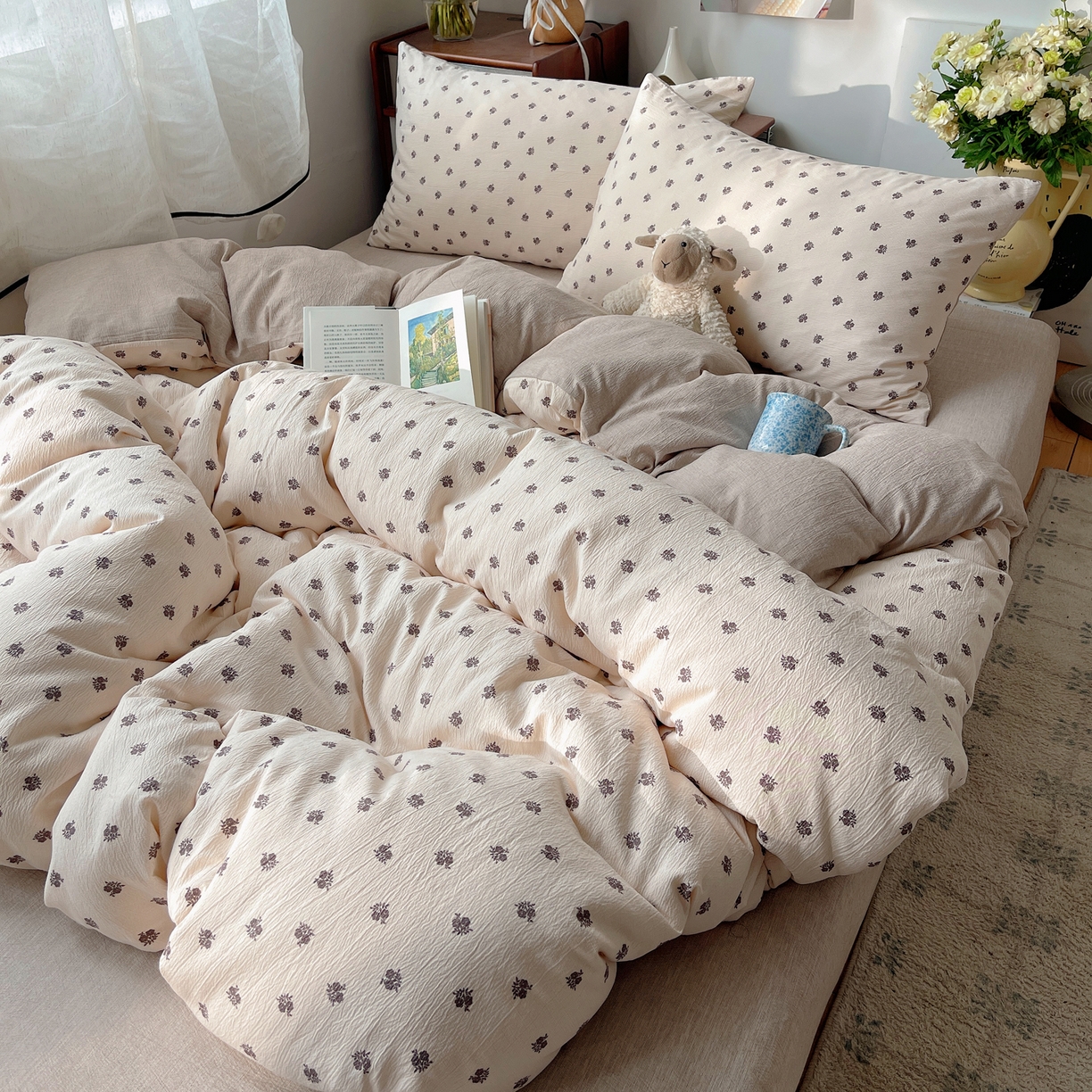 91家纺网 家纺一手货源 找家纺 凯洛奇 2026新款色织麻水洗提花四件套-提供买家秀 米影花织