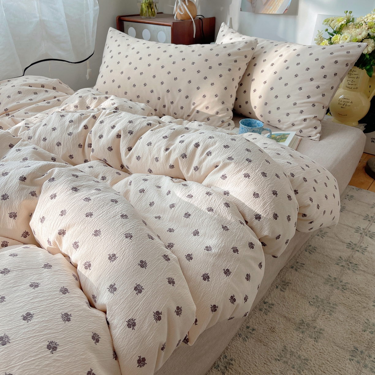 91家纺网 家纺一手货源 找家纺 凯洛奇 2026新款色织麻水洗提花四件套-提供买家秀 米影花织