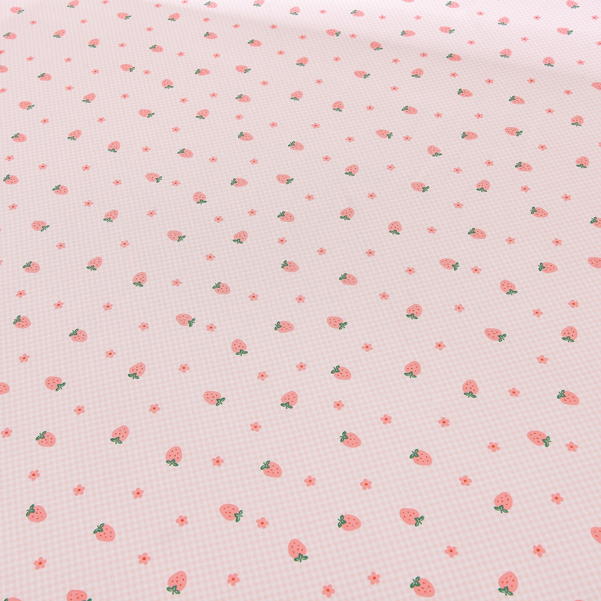 91家纺网 家纺一手货源 找家纺 德比尔斯  2026新款原棉老粗布凉席花边老粗布三件套 草莓-花边款