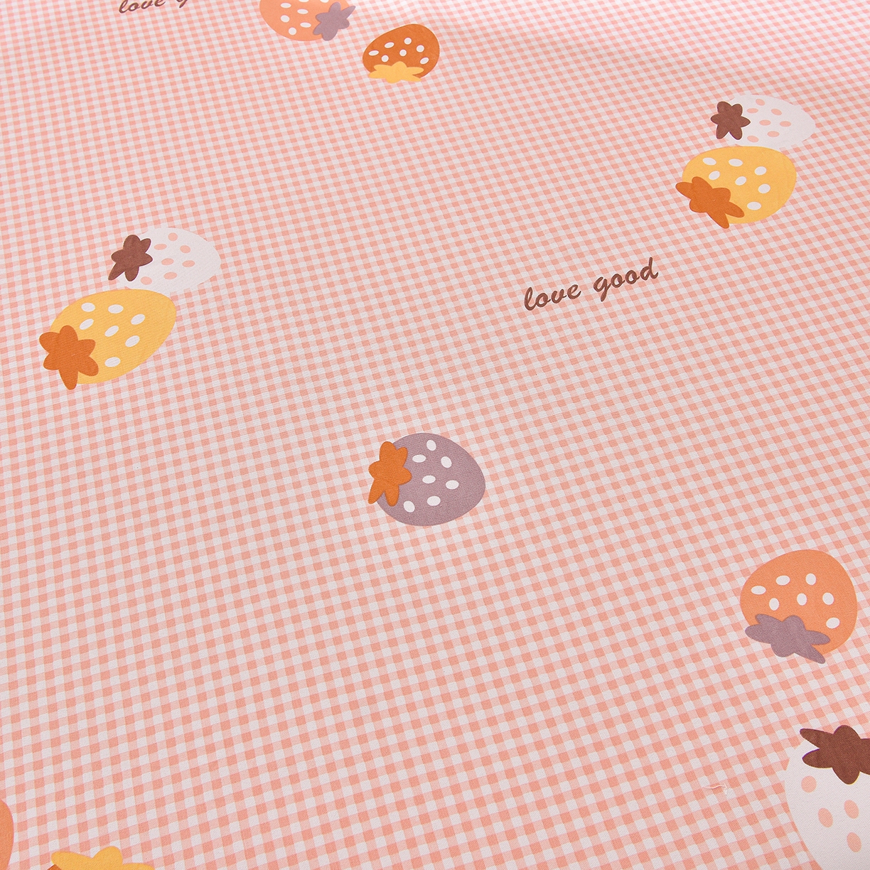 91家纺网 家纺一手货源 找家纺 德比尔斯  2026新款原棉老粗布凉席花边老粗布三件套 草莓甜心-花边款