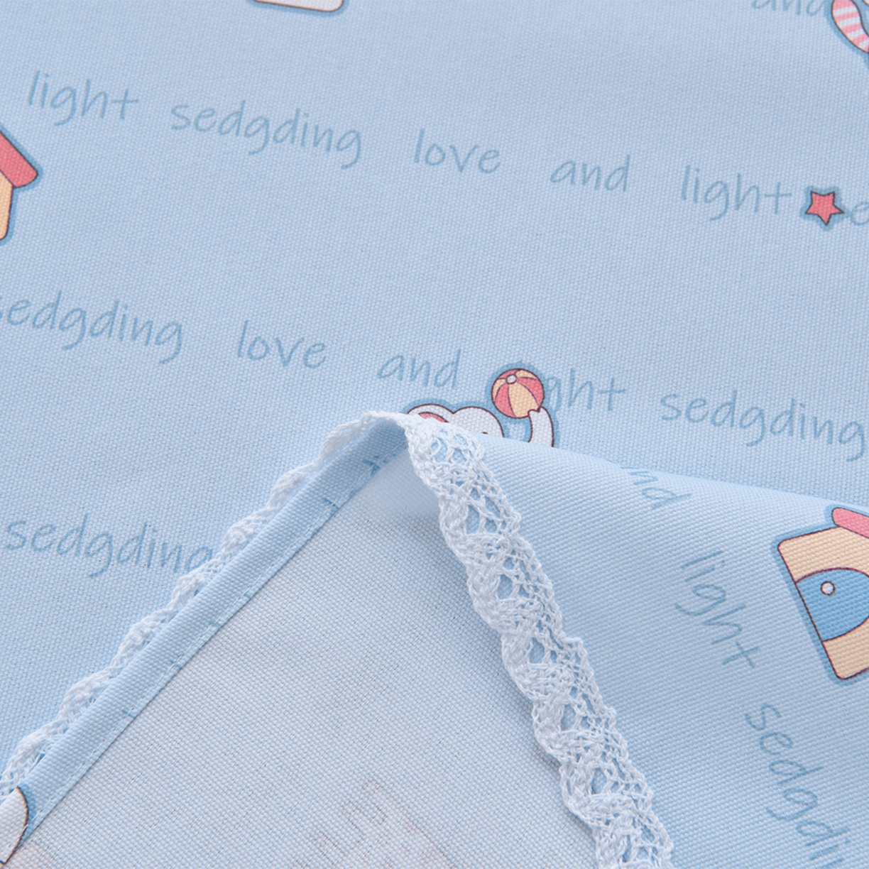 91家纺网 家纺一手货源 找家纺 德比尔斯  2026新款原棉老粗布凉席花边老粗布三件套 动物乐园-花边款