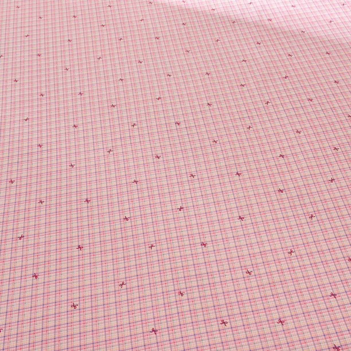 91家纺网 家纺一手货源 找家纺 德比尔斯  2026新款原棉老粗布凉席花边老粗布三件套 粉格子-花边款