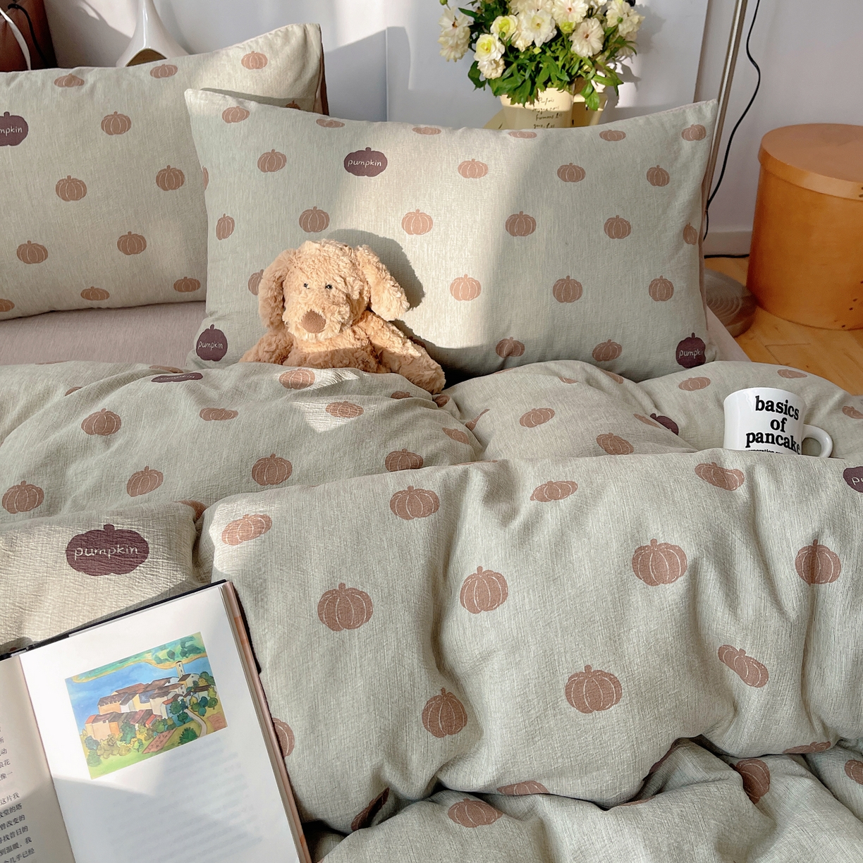 91家纺网 家纺一手货源 找家纺 凯洛奇 2026新款色织麻水洗提花四件套-提供买家秀 森系瓜语