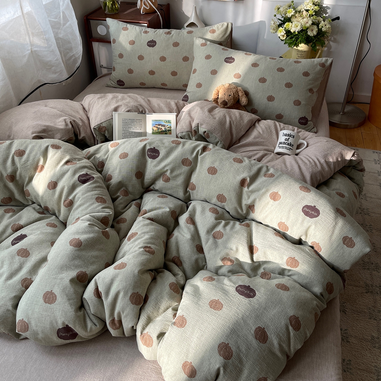 91家纺网 家纺一手货源 找家纺 凯洛奇 2026新款色织麻水洗提花四件套-提供买家秀 森系瓜语