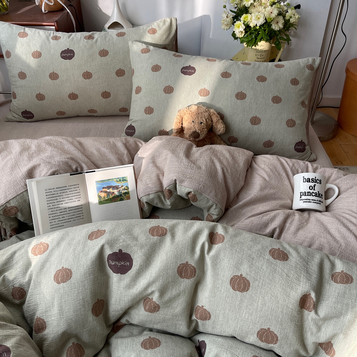 91家纺网 家纺一手货源 找家纺 凯洛奇 2026新款色织麻水洗提花四件套-提供买家秀 森系瓜语