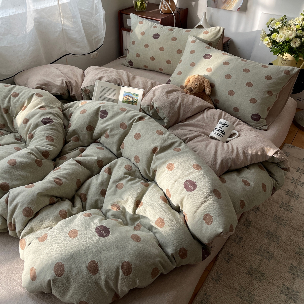 91家纺网 家纺一手货源 找家纺 凯洛奇 2026新款色织麻水洗提花四件套-提供买家秀 森系瓜语