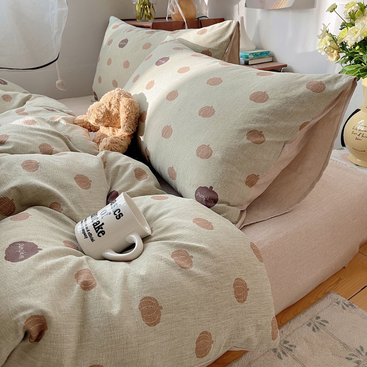 91家纺网 家纺一手货源 找家纺 凯洛奇 2026新款色织麻水洗提花四件套-提供买家秀 森系瓜语