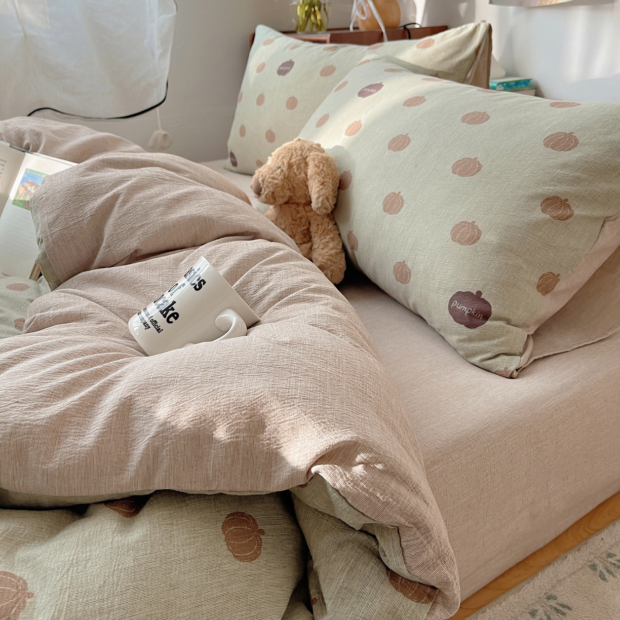 91家纺网 家纺一手货源 找家纺 凯洛奇 2026新款色织麻水洗提花四件套-提供买家秀 森系瓜语