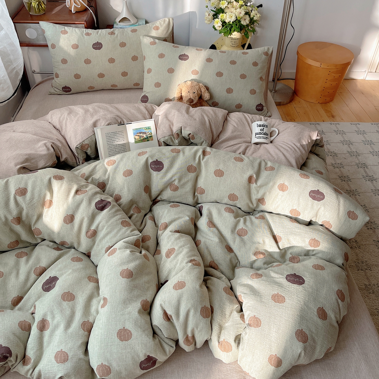 91家纺网 家纺一手货源 找家纺 凯洛奇 2026新款色织麻水洗提花四件套-提供买家秀 森系瓜语