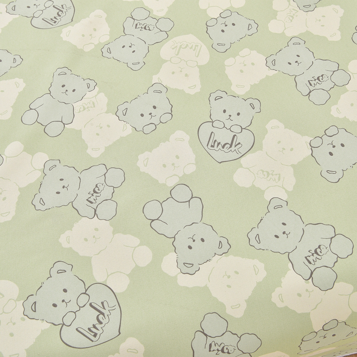 91家纺网 家纺一手货源 找家纺 德比尔斯  2026新款原棉老粗布凉席花边老粗布三件套 萌熊-花边款