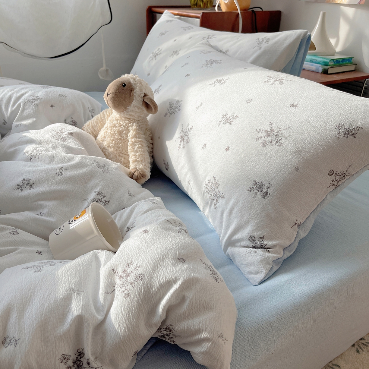 91家纺网 家纺一手货源 找家纺 凯洛奇 2026新款色织麻水洗提花四件套-提供买家秀 素色花影