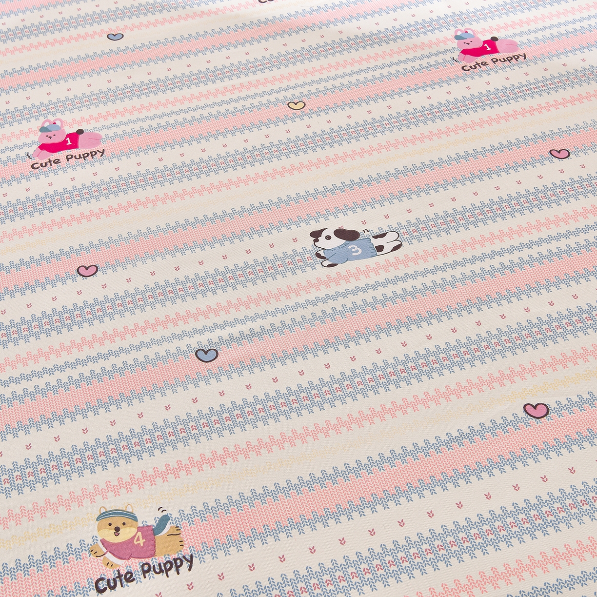 91家纺网 家纺一手货源 找家纺 德比尔斯  2026新款原棉老粗布凉席花边老粗布三件套 童年游戏-花边款