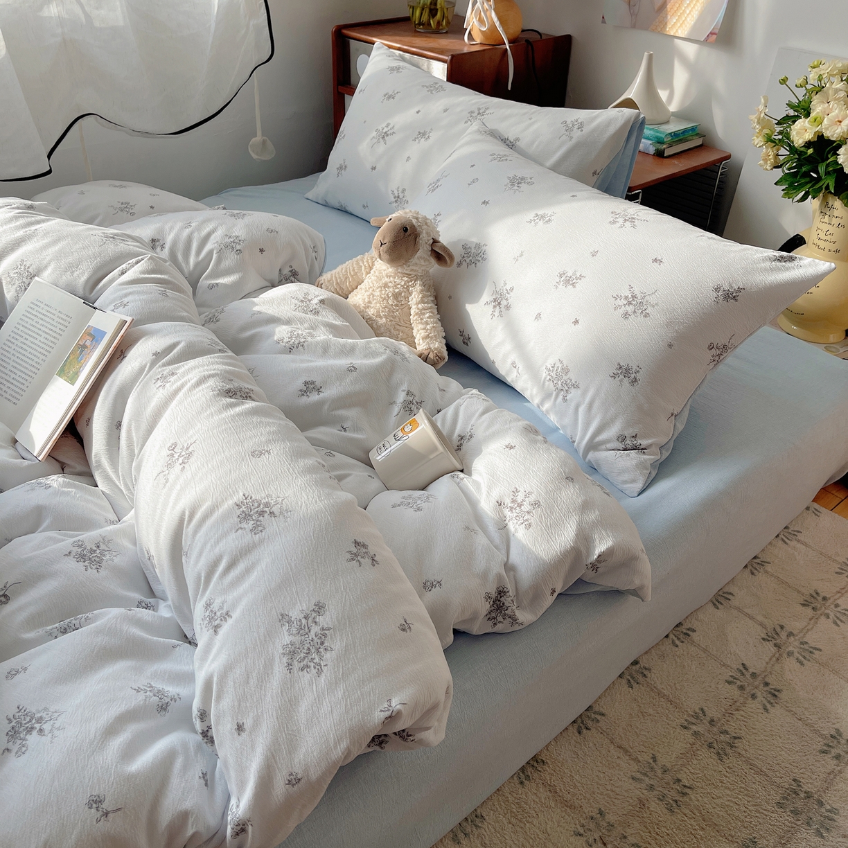 91家纺网 家纺一手货源 找家纺 凯洛奇 2026新款色织麻水洗提花四件套-提供买家秀 素色花影