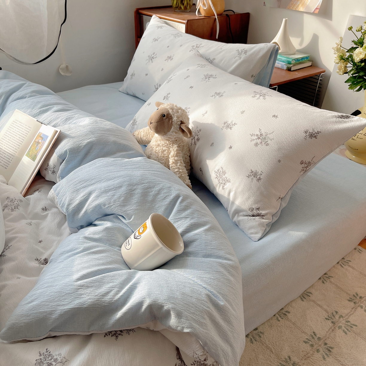 91家纺网 家纺一手货源 找家纺 凯洛奇 2026新款色织麻水洗提花四件套-提供买家秀 素色花影